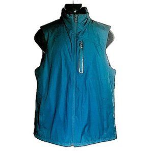 QOR Men's Teal Performance Vest Men's Sz L Pockets 2 Side 1 Front Reflective Zip